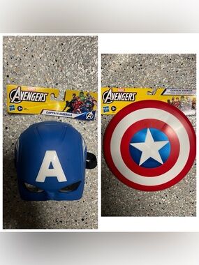 Marvel Captain America Blue, Red & White Mask and Shield Costume Set